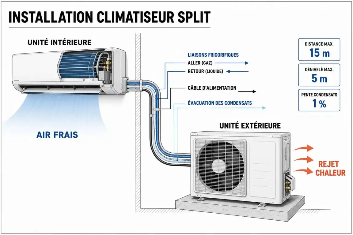 Schéma d'installation d'un climatiseur à installer soi même