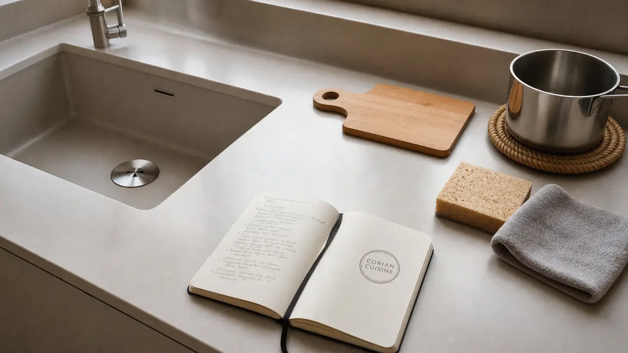 Plan de travail en corian avec évier intégré