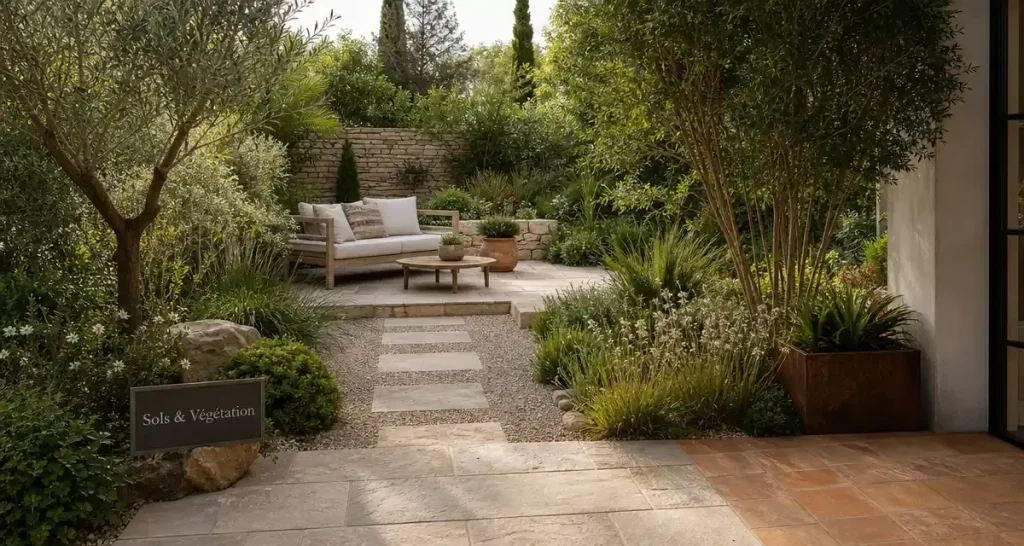 Comment associer revêtements de sol et végétation dans son jardin