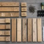 Palette pour terrasse Europe démontée sur table, prête à installer
