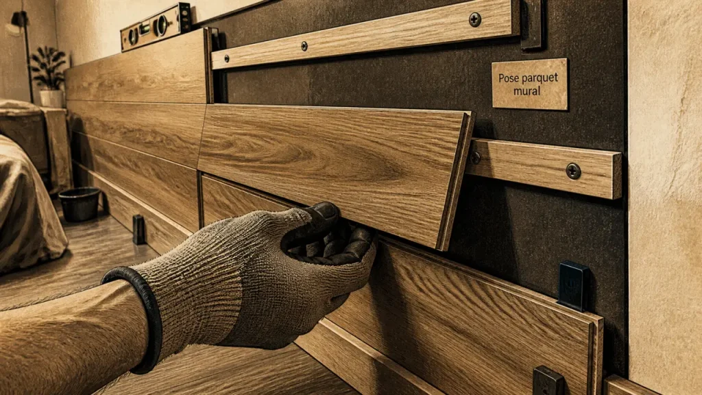 Parquet sur les murs : rails, clips et erreurs qui font décrocher les lames