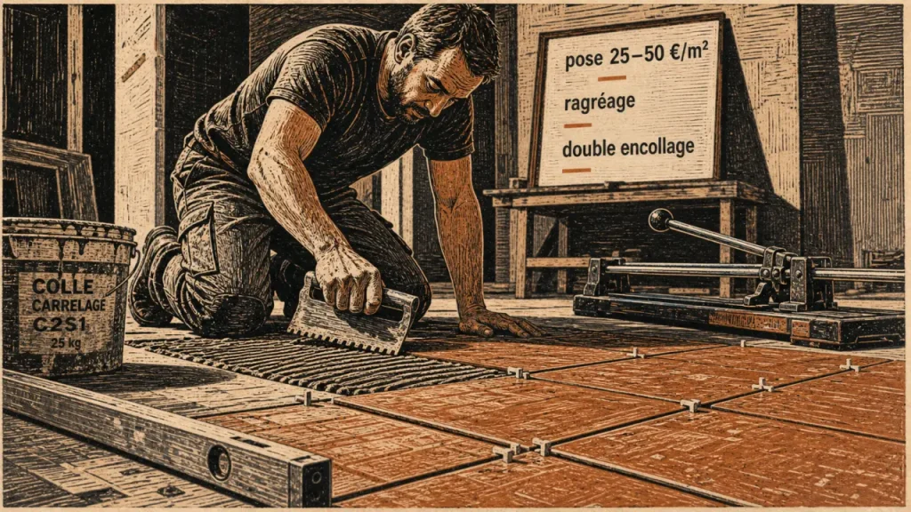 Pose carrelage prix m² : les repères de tarifs et les surcoûts à prévoir