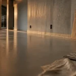 Sol en resine interieur monolithique lisse, pose en cours