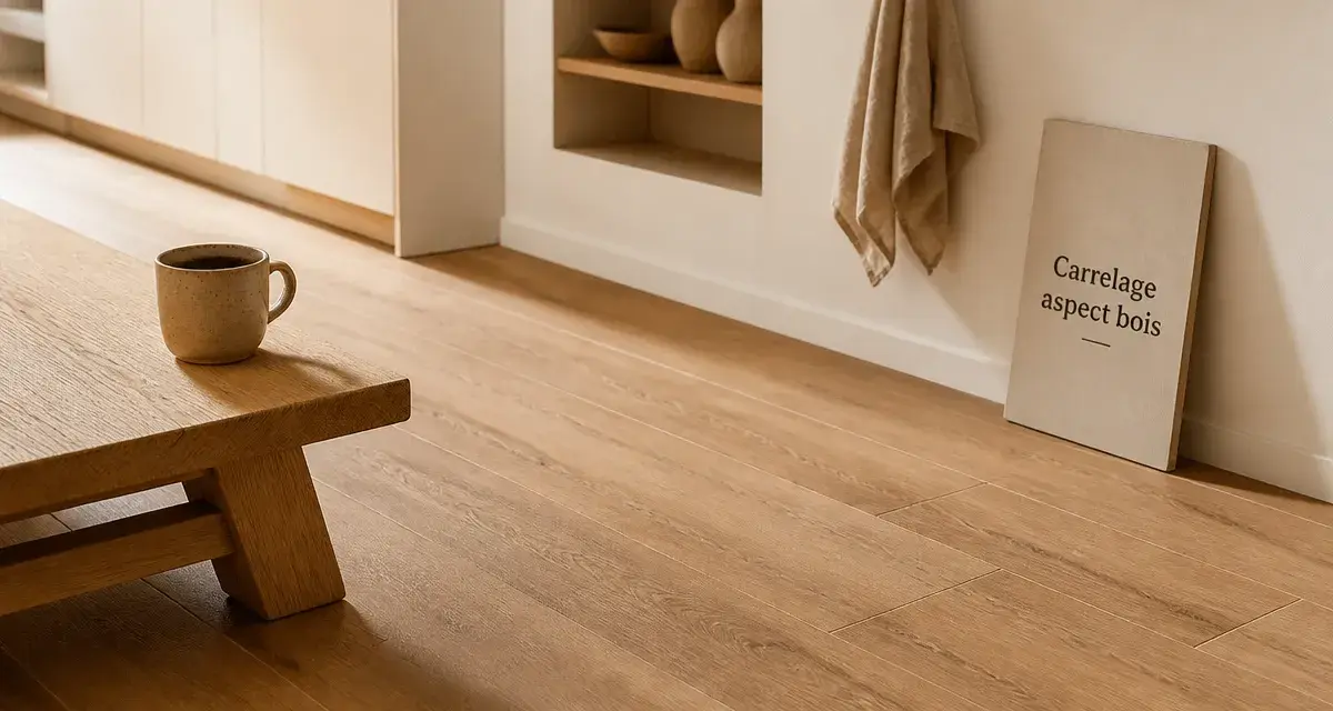 Carrelage parquet imitation : sol en grès cérame, aspect bois, joints quasi invisibles