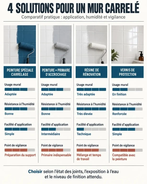 Comparatif des solutions de peinture mur carrelage pour cuisine et salle de bains