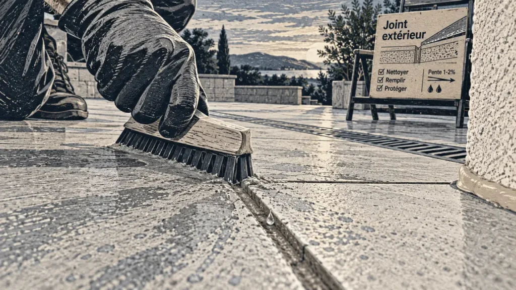 Joint de carrelage extérieur : choisissez-le pour résister au gel, à l’eau et aux mouvements