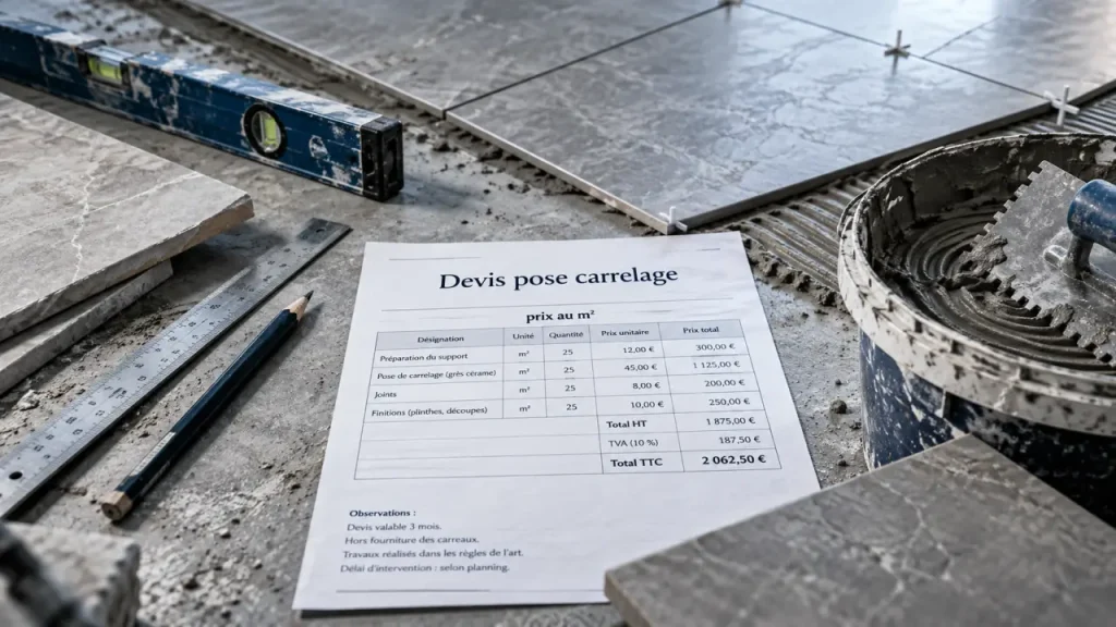 Prix de pose carrelage au m² : pourquoi un devis bas peut grimper si le support n’est pas prêt