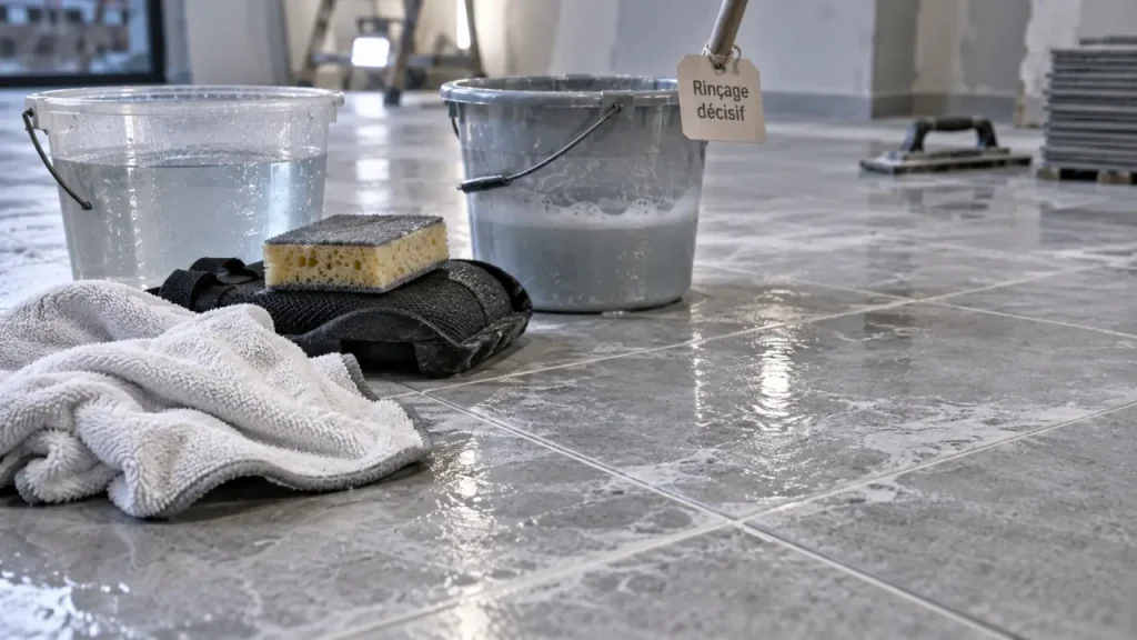 Nettoyer un carrelage neuf qui laisse un voile blanc : la méthode qui évite qu’il revienne