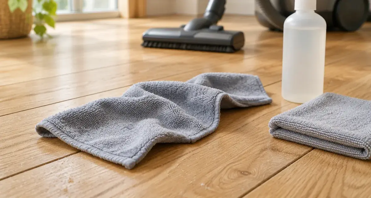 Comment nettoyer parquet sans l’abîmer, microfibre quasi sèche sur parquet en chêne clair