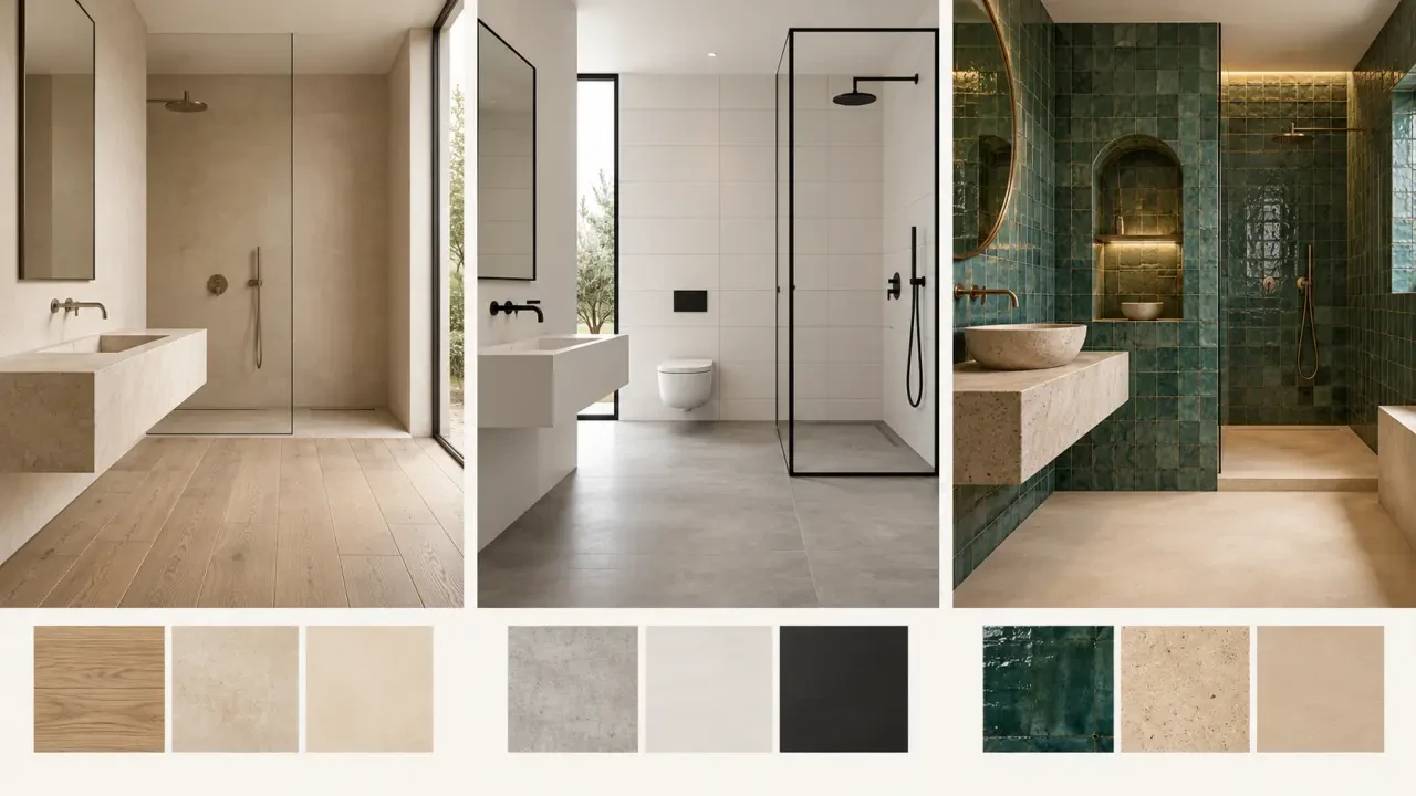 Idées de décoration de carrelage pour salle de bain avec styles naturel, contemporain et artisanal