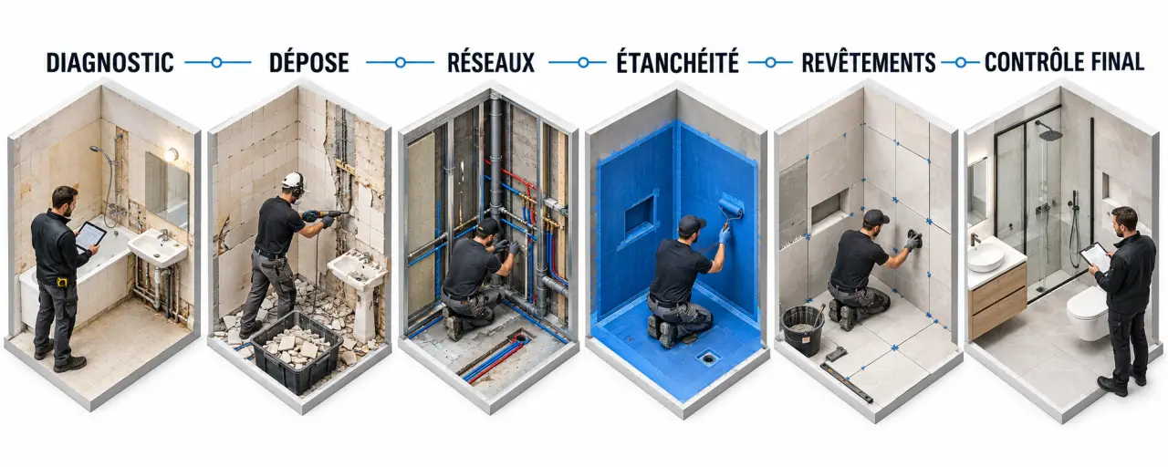 Comment réussir la rénovation complète de votre salle de bain : étapes principales du chantier